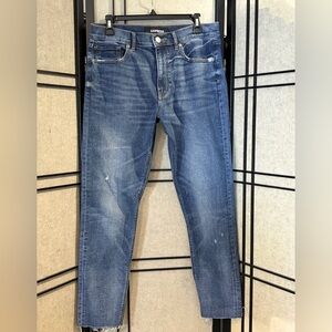 Express Skinny High Rise Jeans Sz 8 No Holes Cropped Raw Hem Slight Stretch